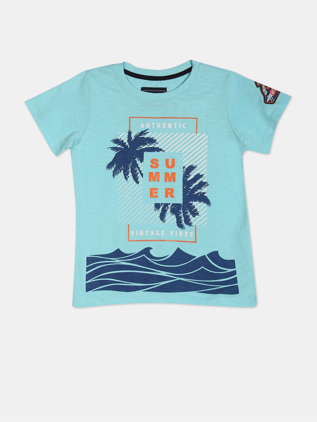 

Cherokee Boys Blue Printed Tropical T-shirt