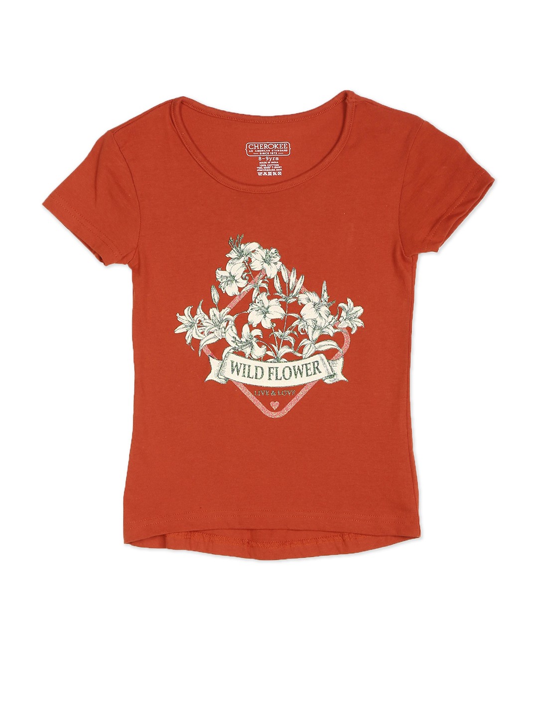 

Cherokee Girls Orange Graphic Printed T-shirt