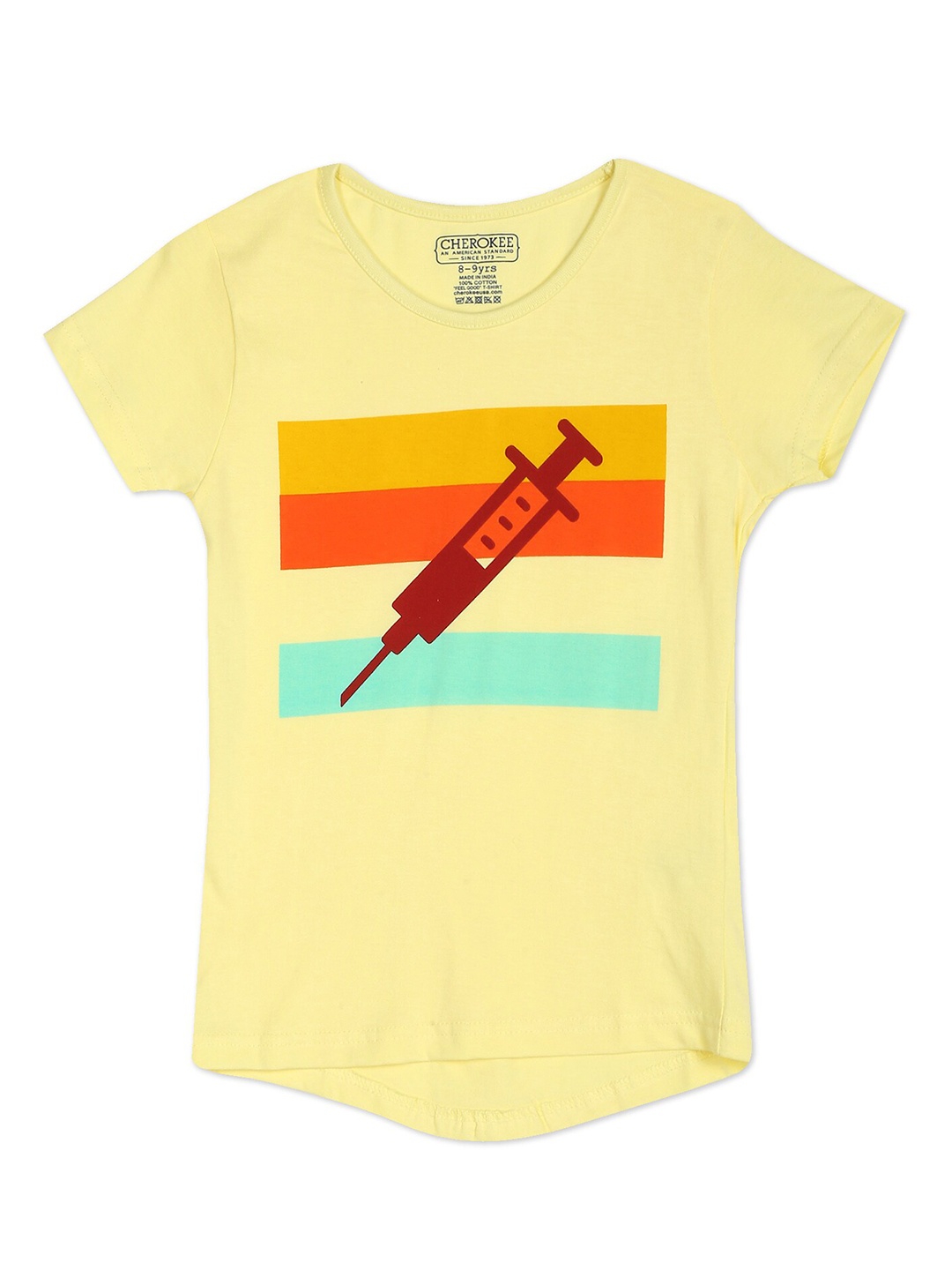

Cherokee Girls Yellow Graphic Printed T-shirt