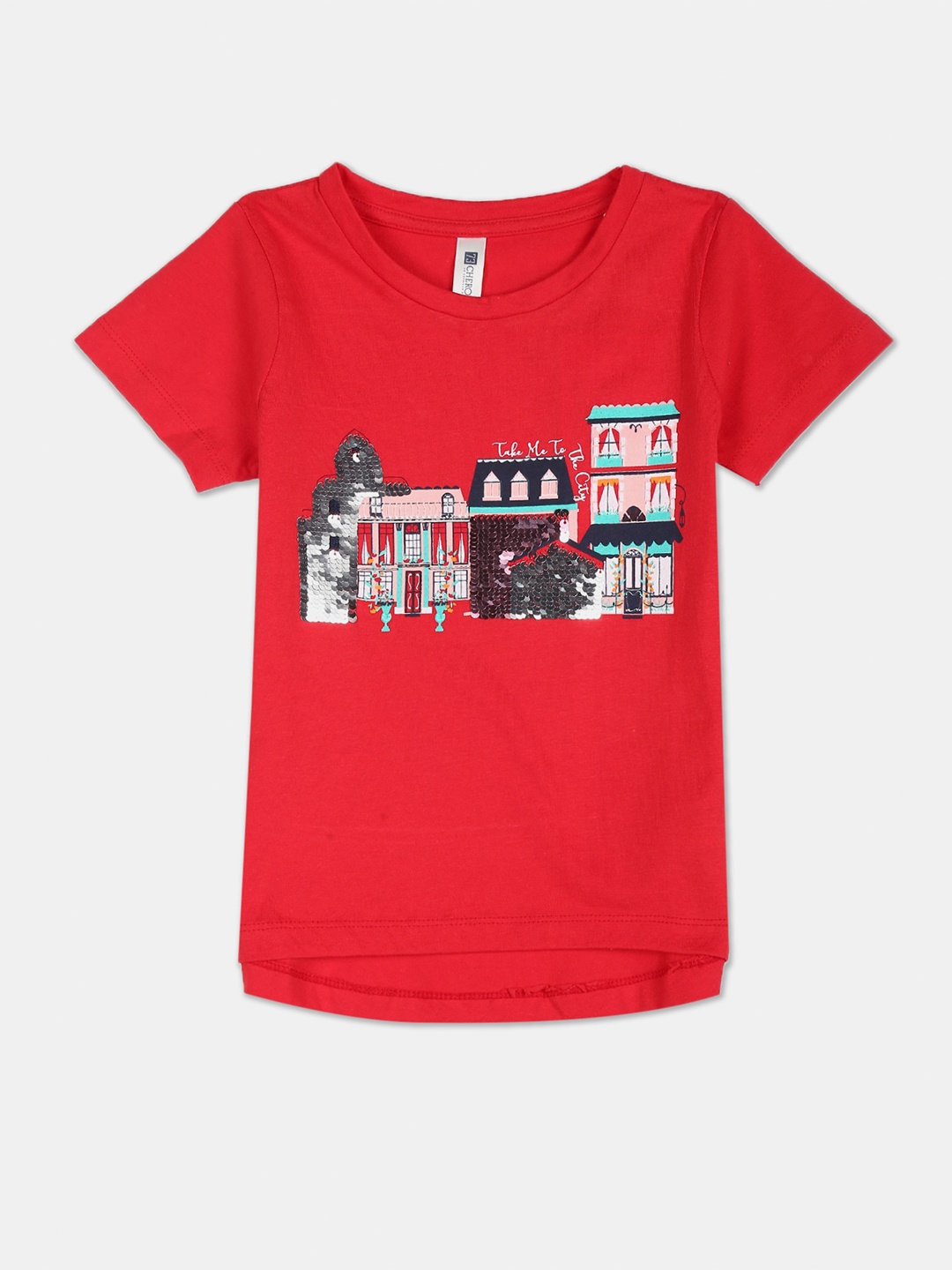 

Cherokee Girls Red Printed T-shirt