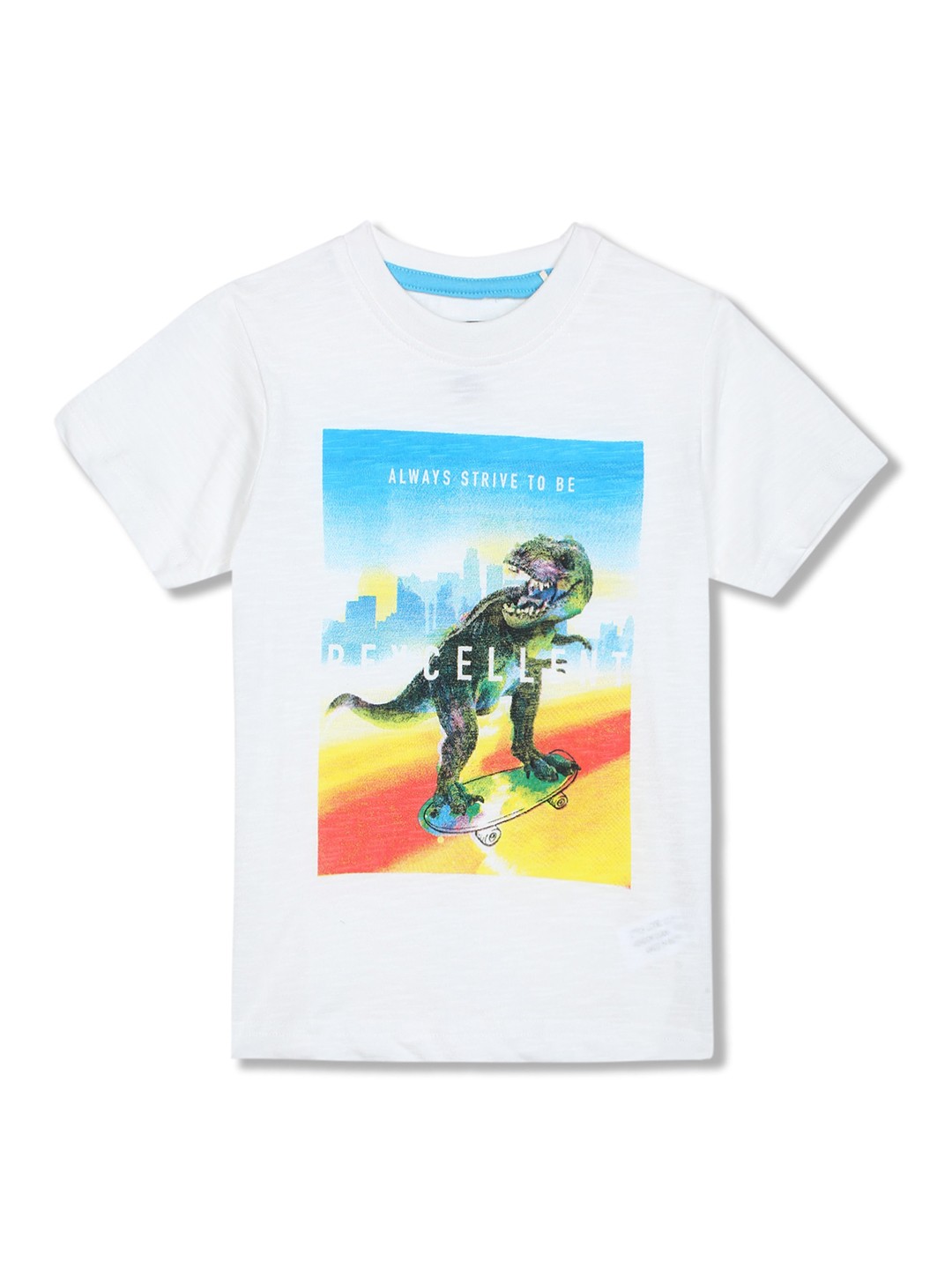 

Cherokee Boys Off White Blue Printed Pure Cotton T-shirt