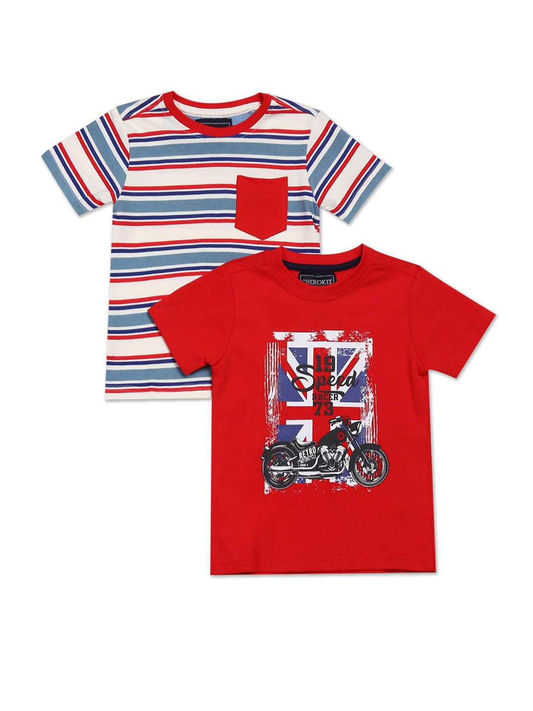 

Cherokee Boys Set of 2 Red & Blue Printed Cotton T-shirts