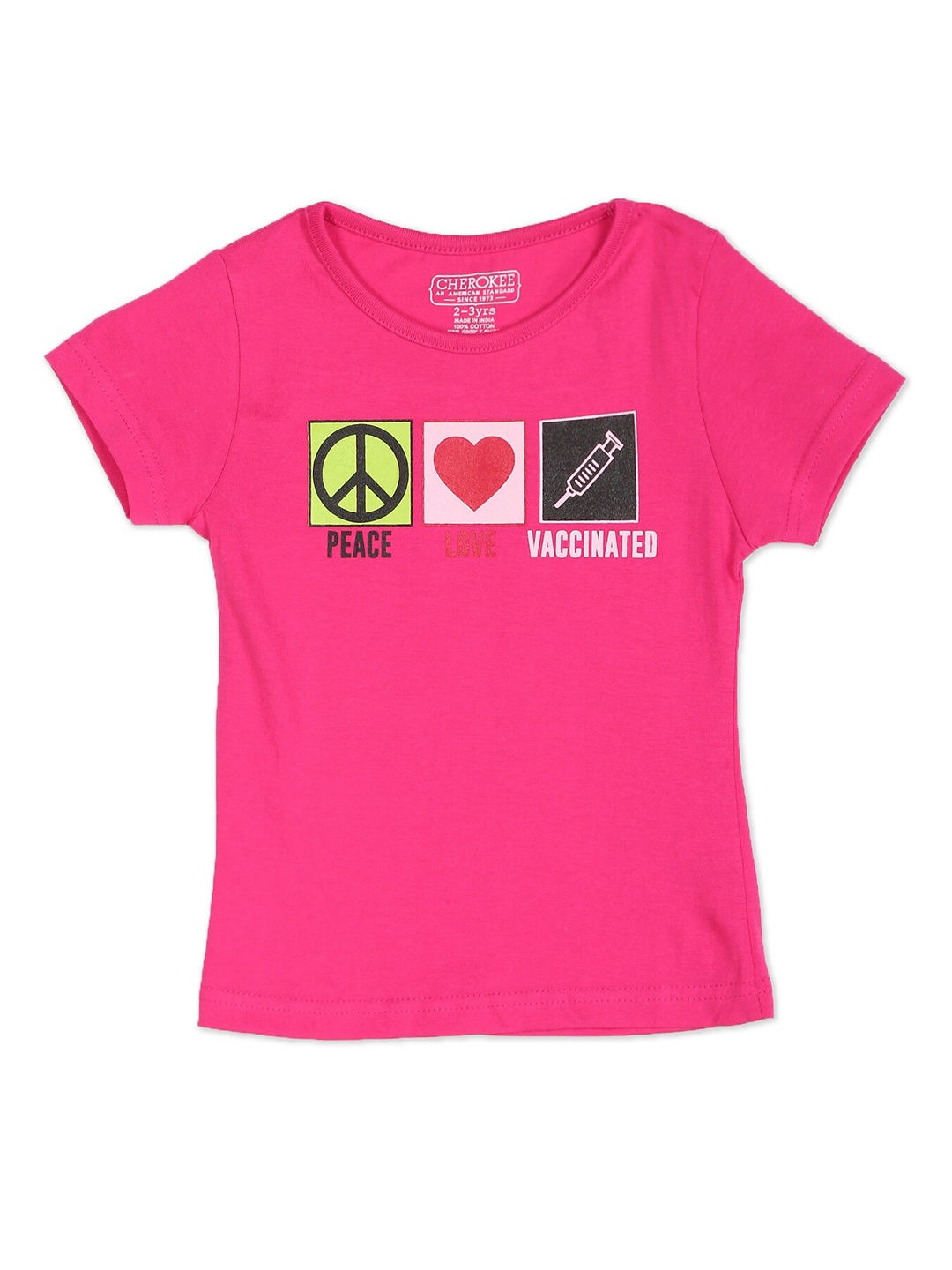 

Cherokee Girls Pink Typography Printed T-shirt
