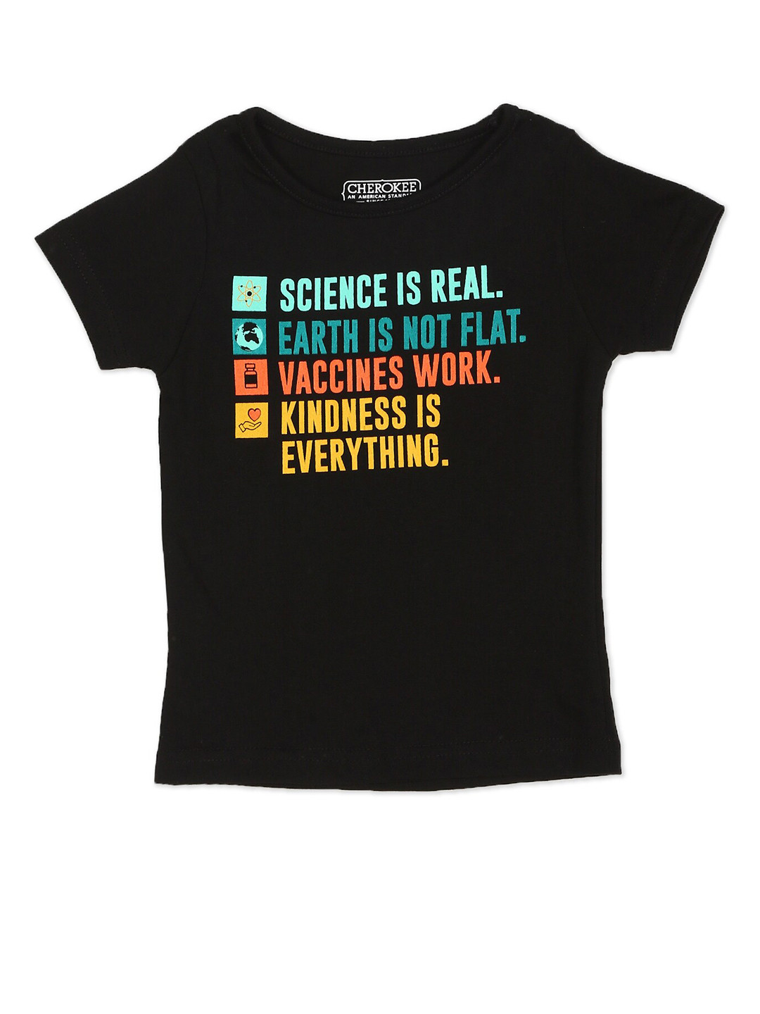 

Cherokee Girls Black Typography Printed T-shirt