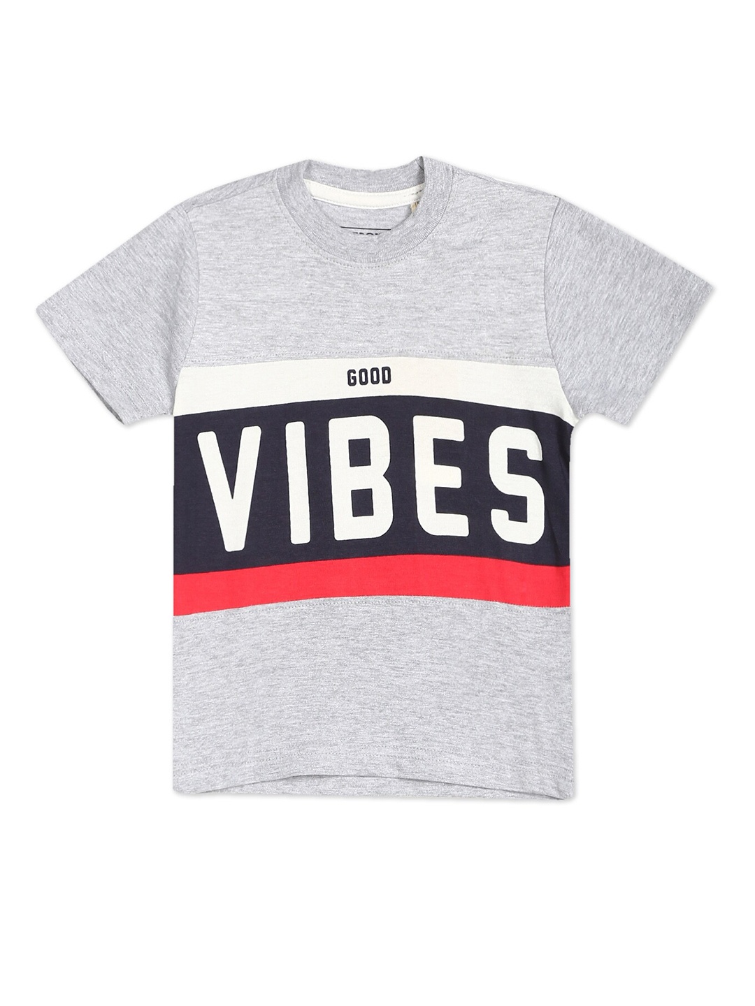 

Cherokee Boys Grey Melange & Black Typography Printed T-shirt