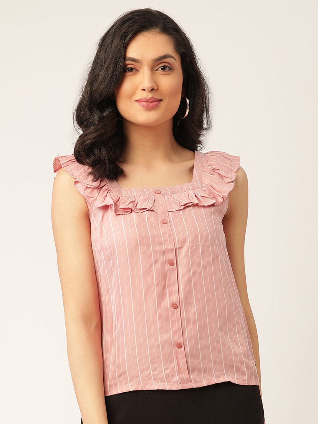 

ELLE Pink Striped Regular Top
