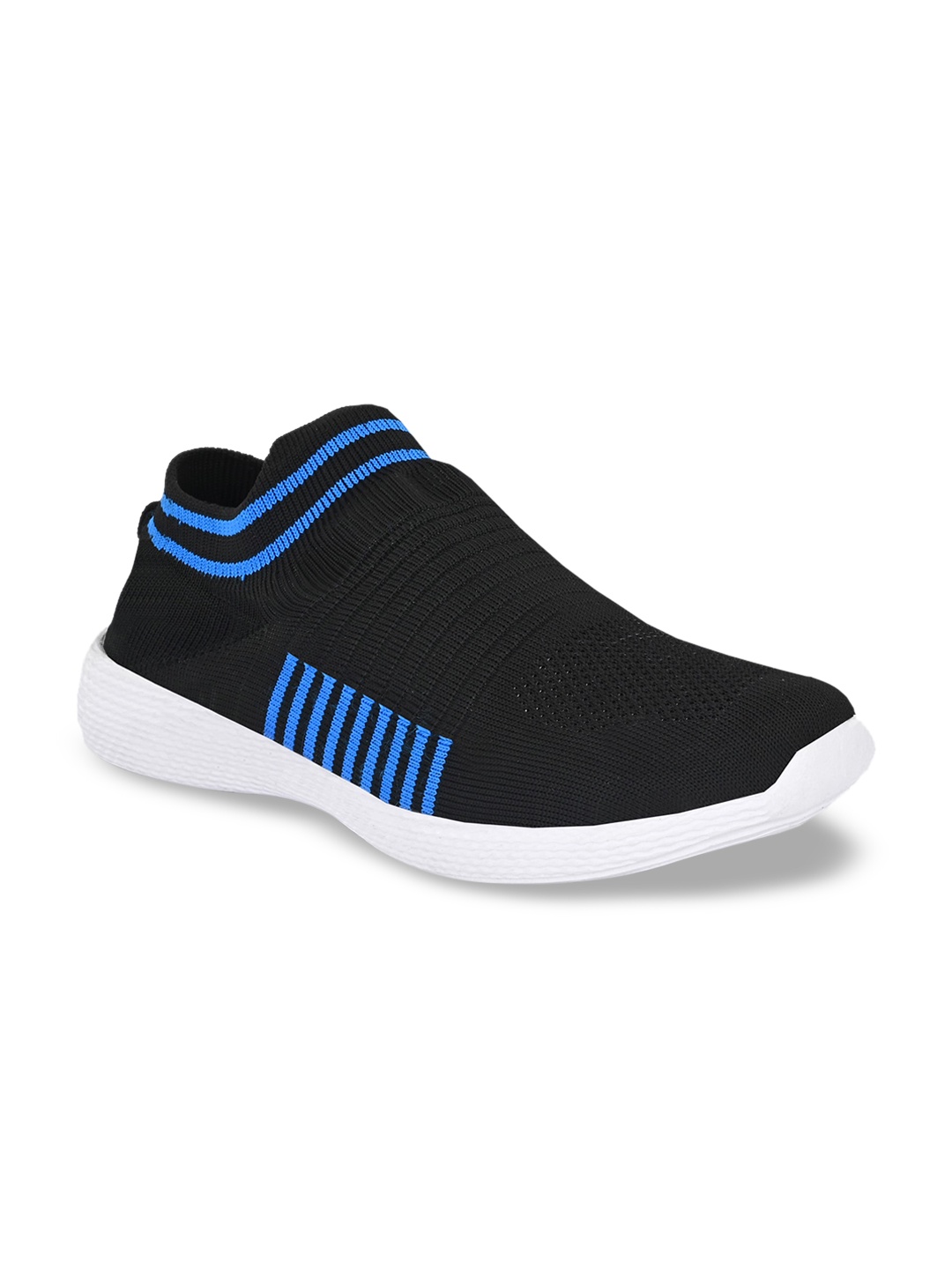

Alleviater Men Black & Blue Woven Design Slip-On Sneakers