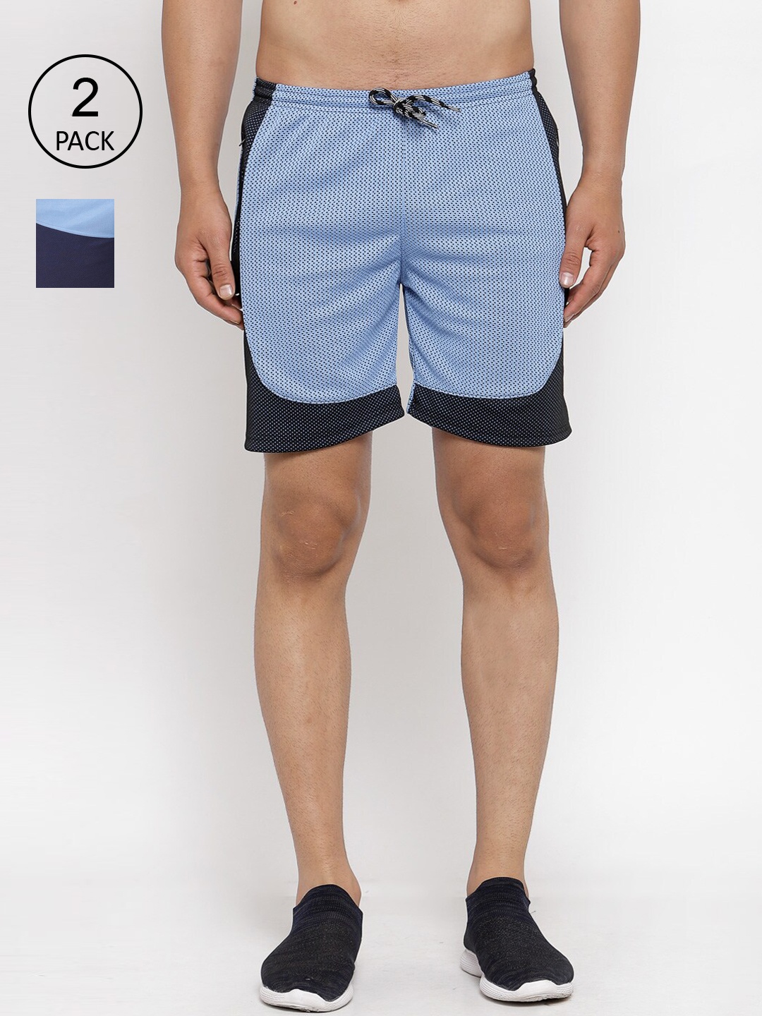 

KLOTTHE Men Pack of 2 Blue Sports Shorts