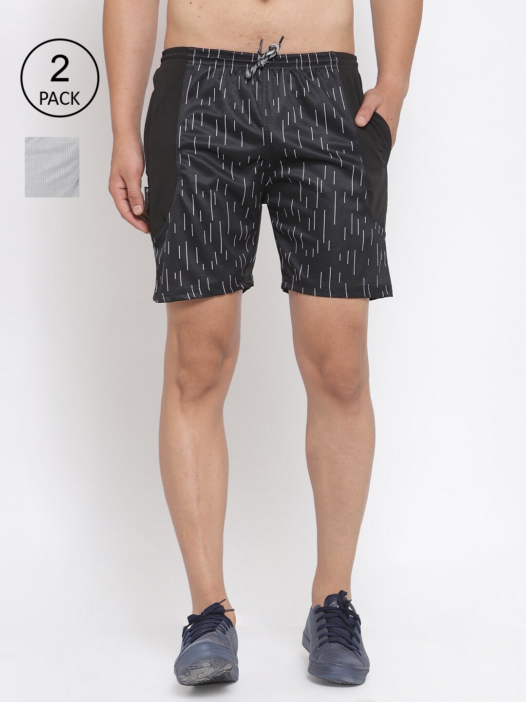 

KLOTTHE Men Men Pack Of 2 Multicoloured Colourblocked Sports Shorts, Multi