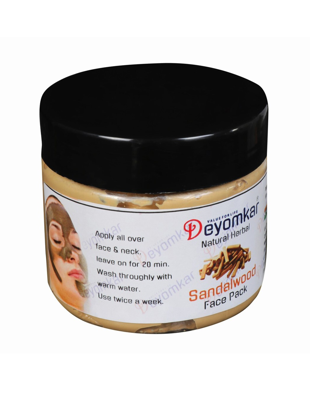 

Deyomkar Natural Herbal Sandalwood Face Pack For Glowing Skin 200 ml, Brown