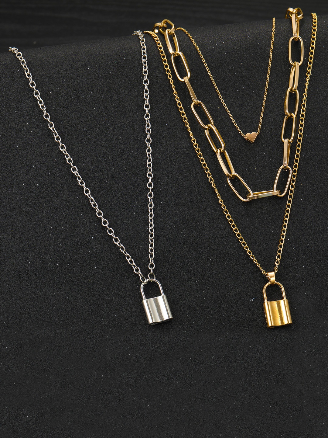 

Jewels Galaxy Set Of 2 Gold-Plated & Silver-Toned Brass Layered Necklace
