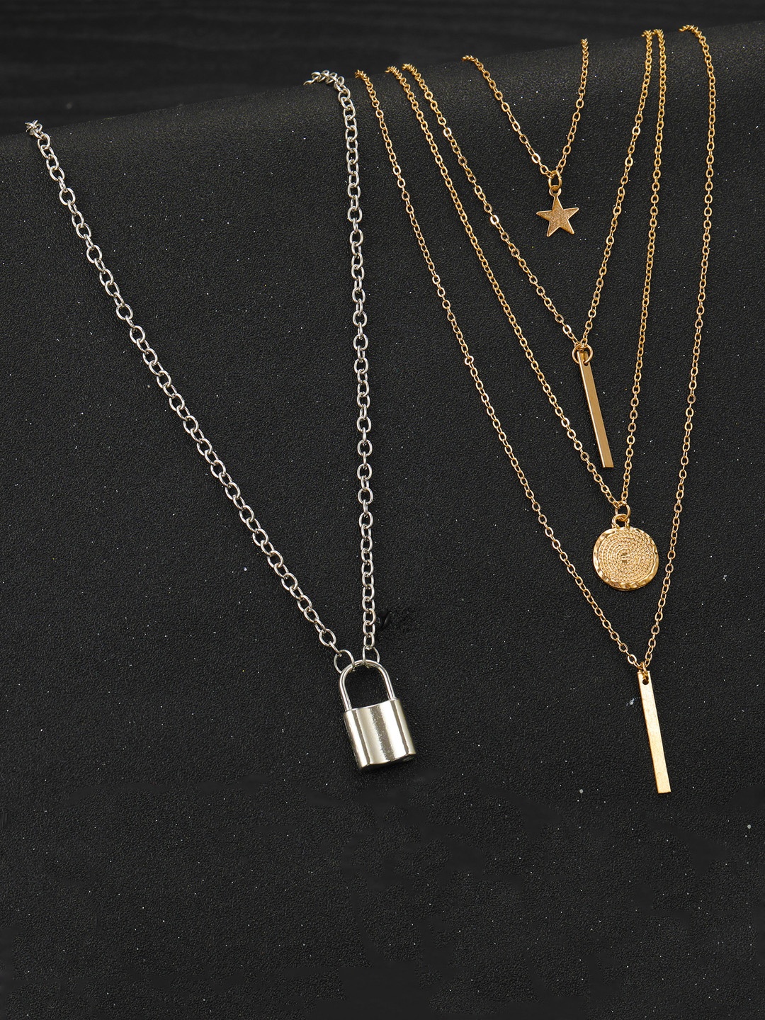 

Jewels Galaxy Set of 2 Silver-Plated & Gold-Plated Necklaces
