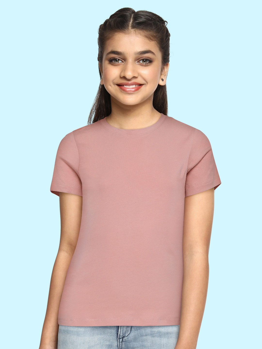 

UTH by Roadster Girls Peach-Coloured Solid T-shirt