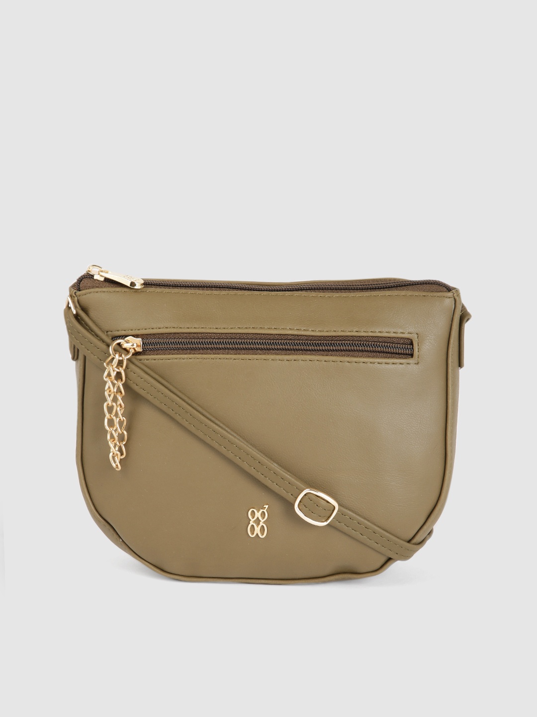 

Baggit Olive Green Solid Structured Sling Bag