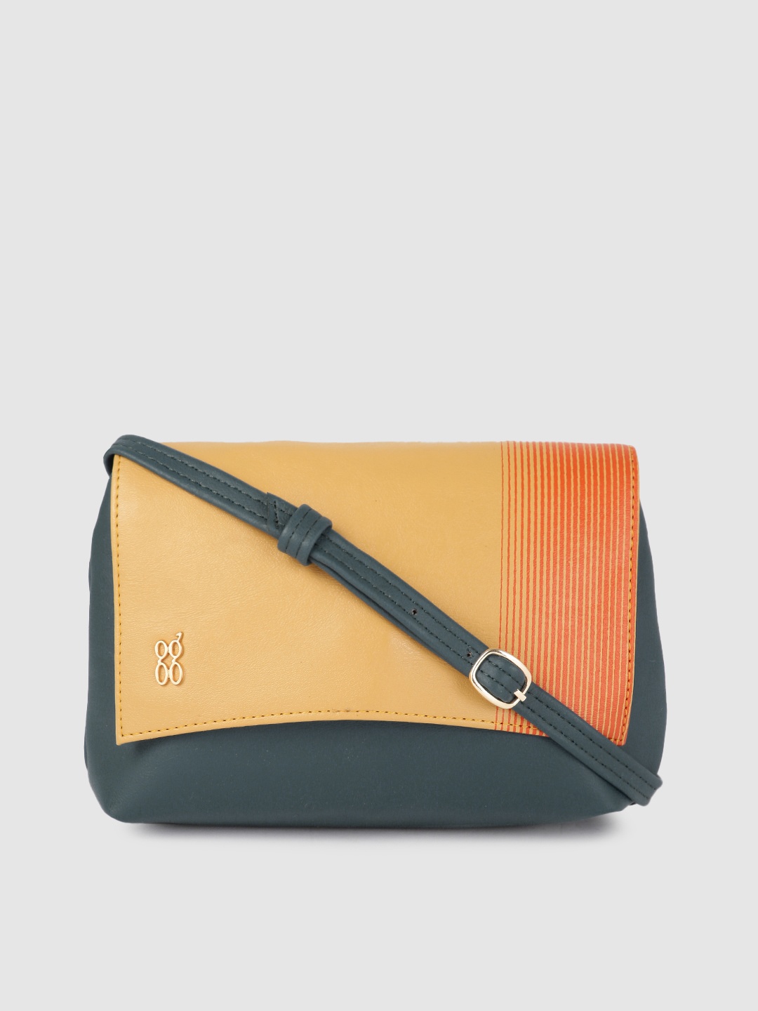 

Baggit Blue & Yellow Colourblocked Structured Sling Bag