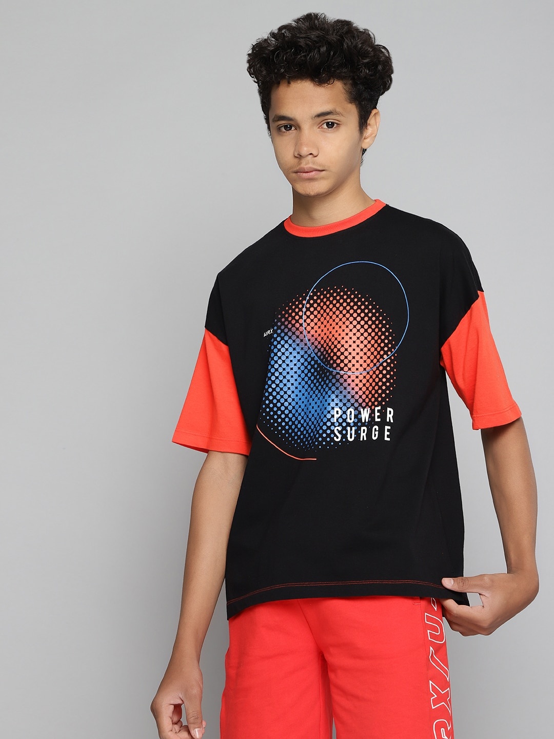 

HRX By Hrithik Roshan U-17 Lifestyle Boys Oxy Fire Bio-Wash Graphic Tshirts, Black