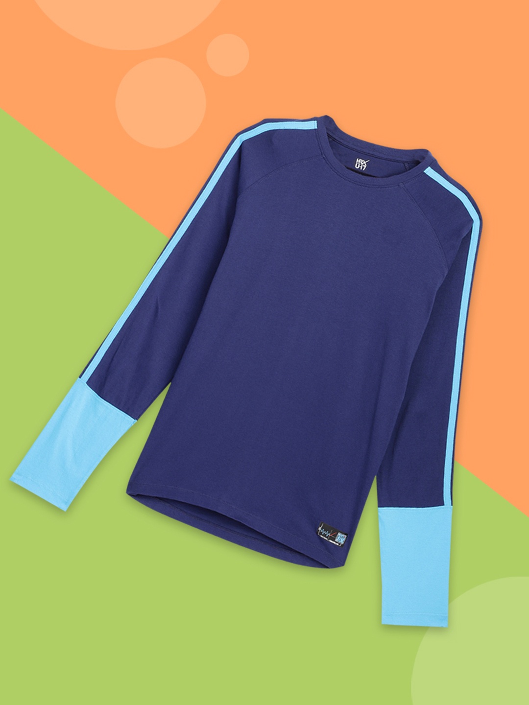 

HRX by Hrithik Roshan Boys Navy Blue Pure Cotton Slim Fit Pure Cotton T-shirt