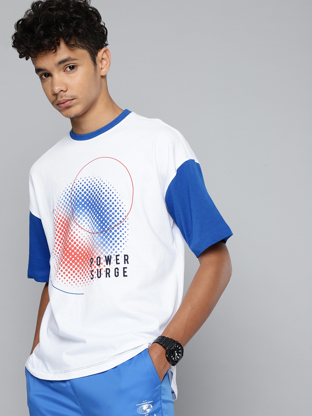 

HRX by Hrithik Roshan Boys White Printed Bio Wash Lifestyle T-shirt