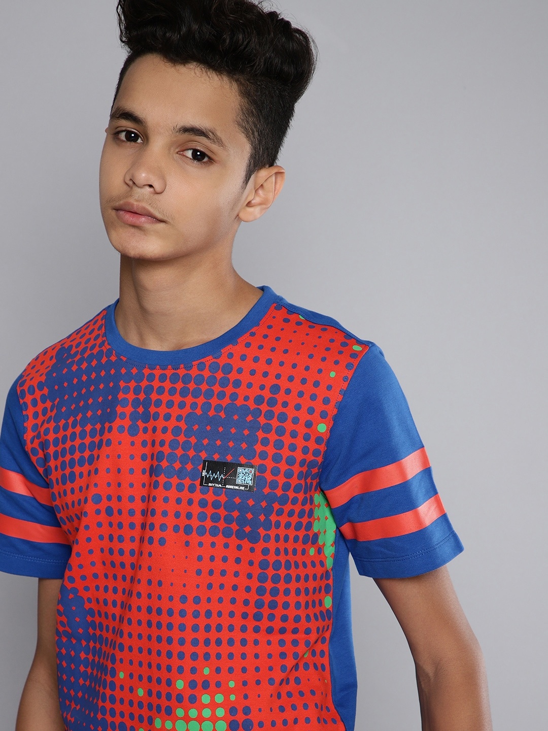 

HRX by Hrithik Roshan Boys Blue & Red Printed Slim Fit T-shirt