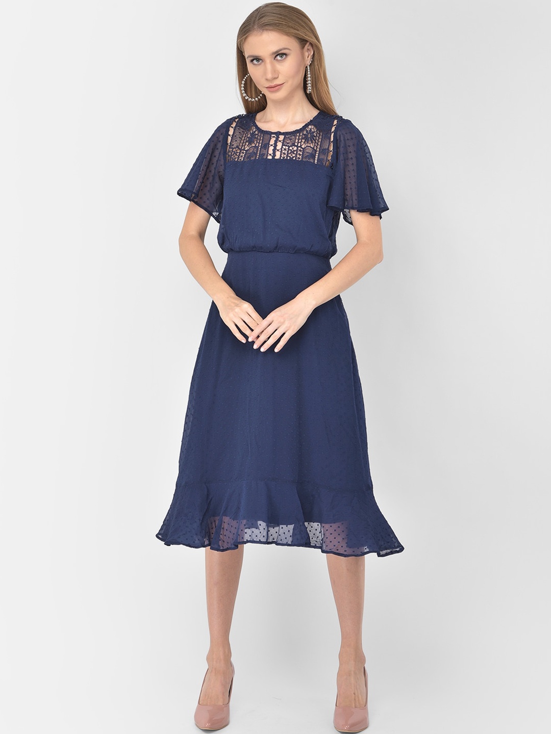 

Latin Quarters Blue Midi Lace Dress