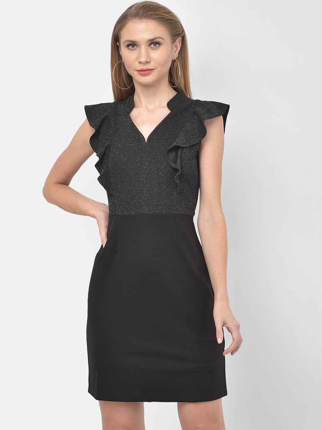 

Latin Quarters Black Flutter Sleeve Bodycon Dress