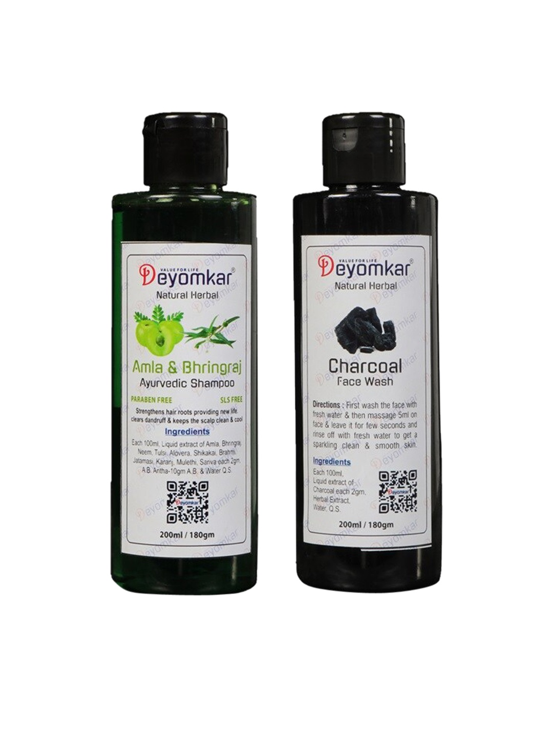 

Deyomkar Natural Herbal Amla-Bhringraj Shampoo And Charcol Face wash 200 ml, Green