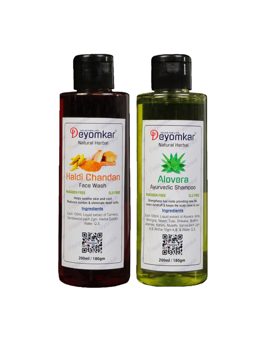 

Deyomkar Natural Herbal Alovera Shampoo & Haldi Chandan Face Wash 400ml, Green