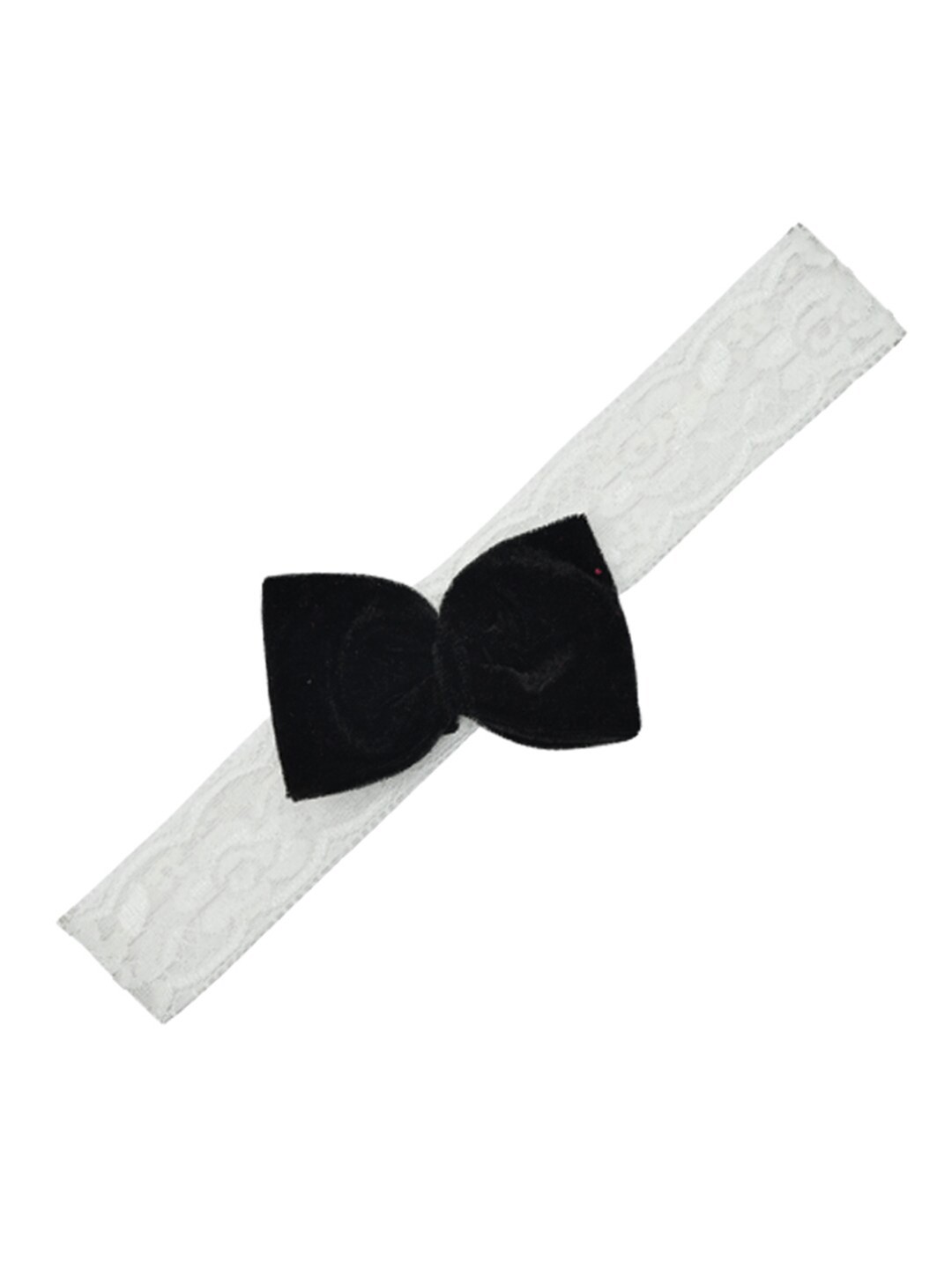 

FUNKRAFTS Girls White & Black Lace Hairband with Velvet Bow