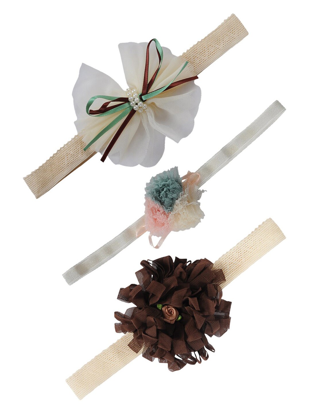 

FUNKRAFTS Girls Set Of 3 Grey & Brown Trendy Hairbands
