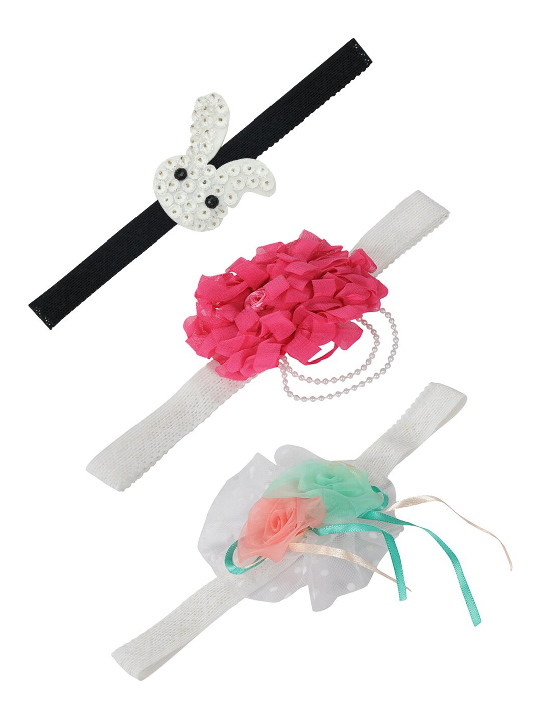

FUNKRAFTS Girls Multicoloured Set of 3 Lace Hairband, Multi