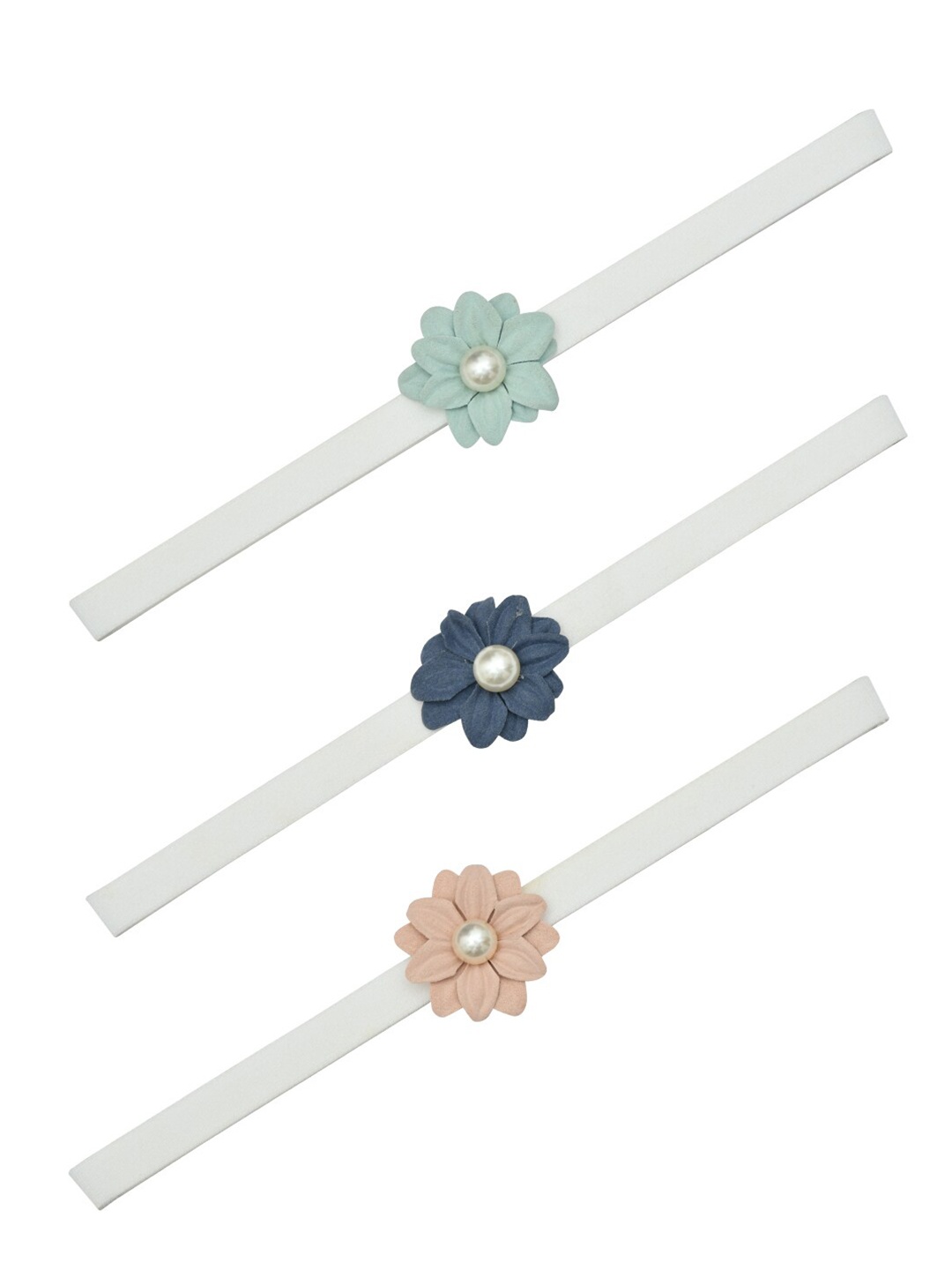 

FUNKRAFTS Girls White & Navy Blue Set of 3 Hairband