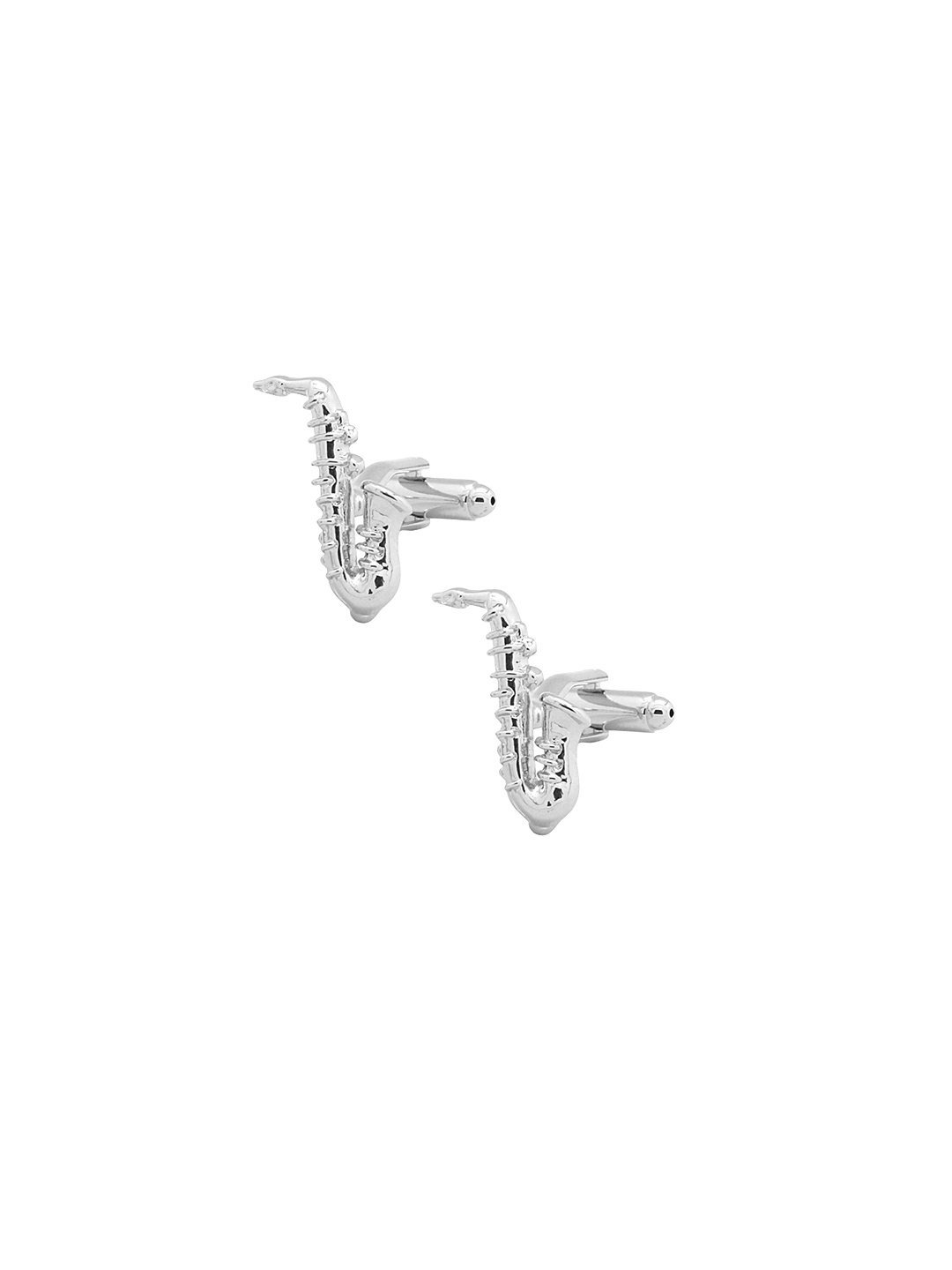 

The Tie Hub Silver-Toned Saxophone-Shaped Cufflinks