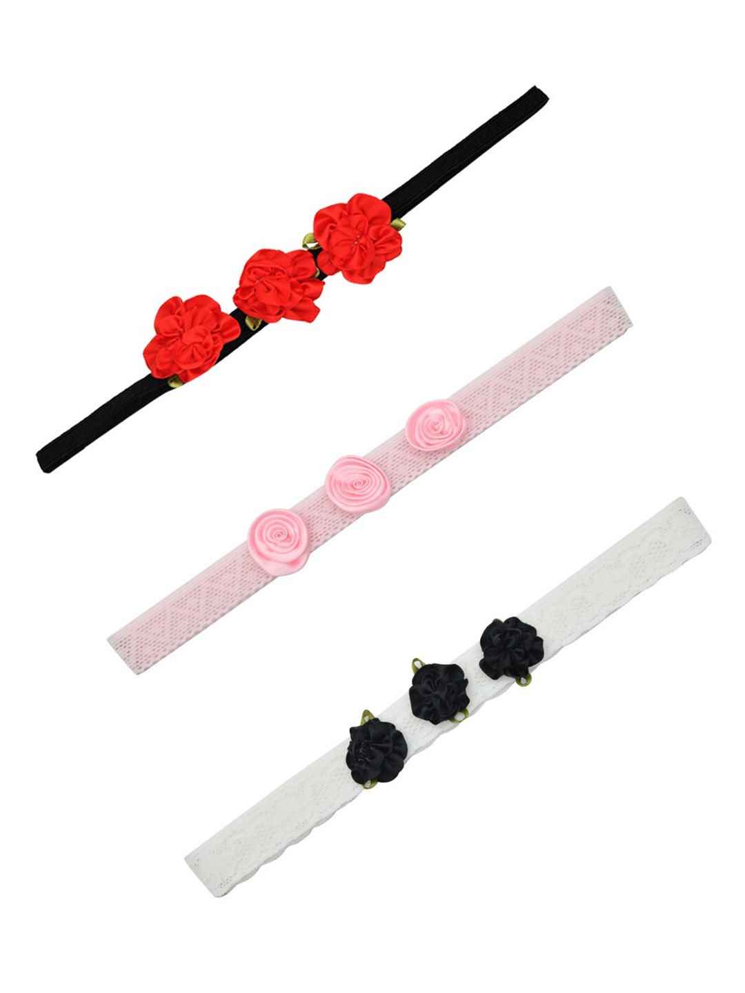 

FUNKRAFTS Girls White & Pink Set of 3 Hairband