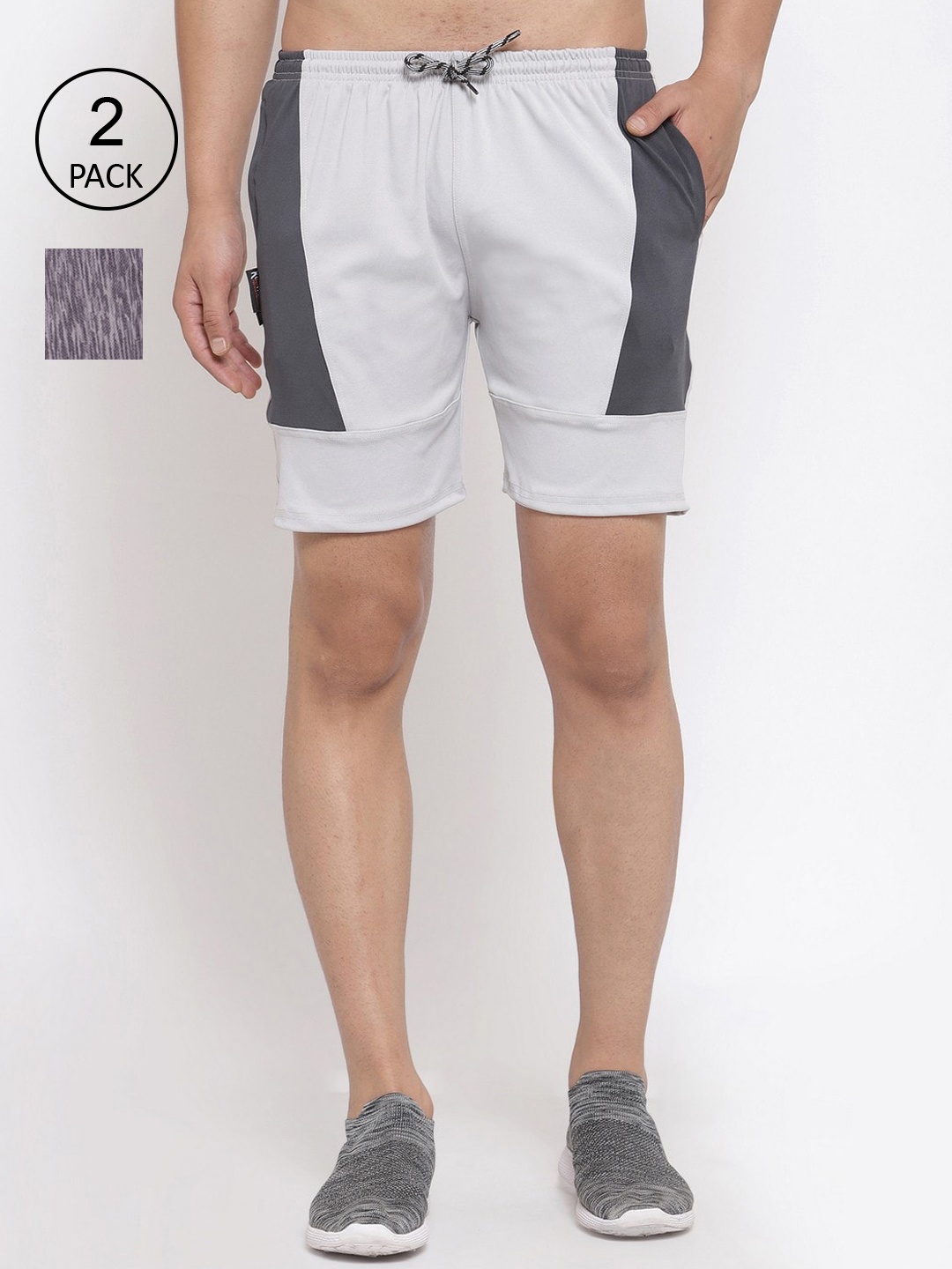 

KLOTTHE Men Pack Of 2 Multicoloured Checked Regular Shorts, Multi