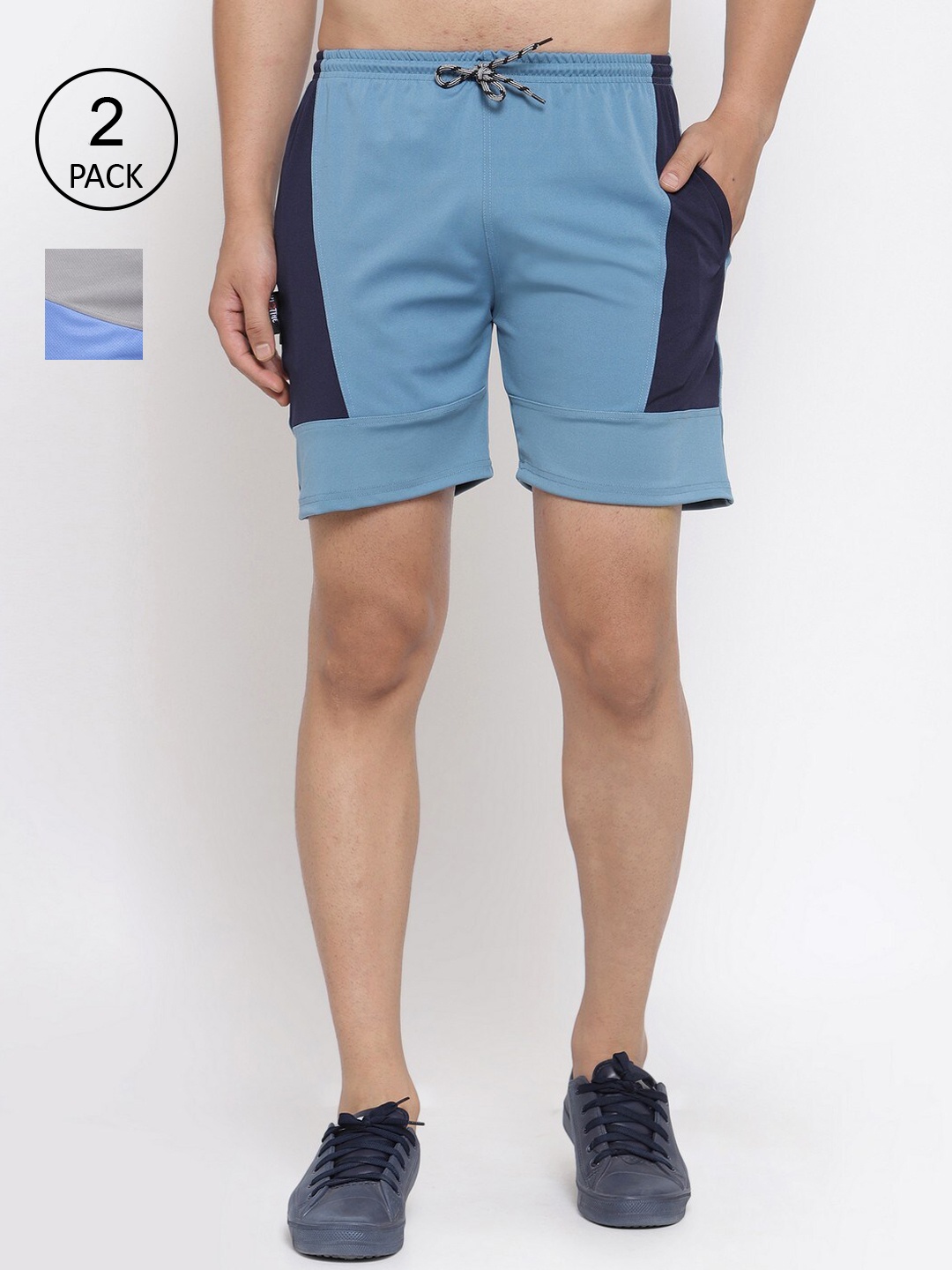 

KLOTTHE Men Pack Of 2 Rapid-Dry Sports Shorts, Multi