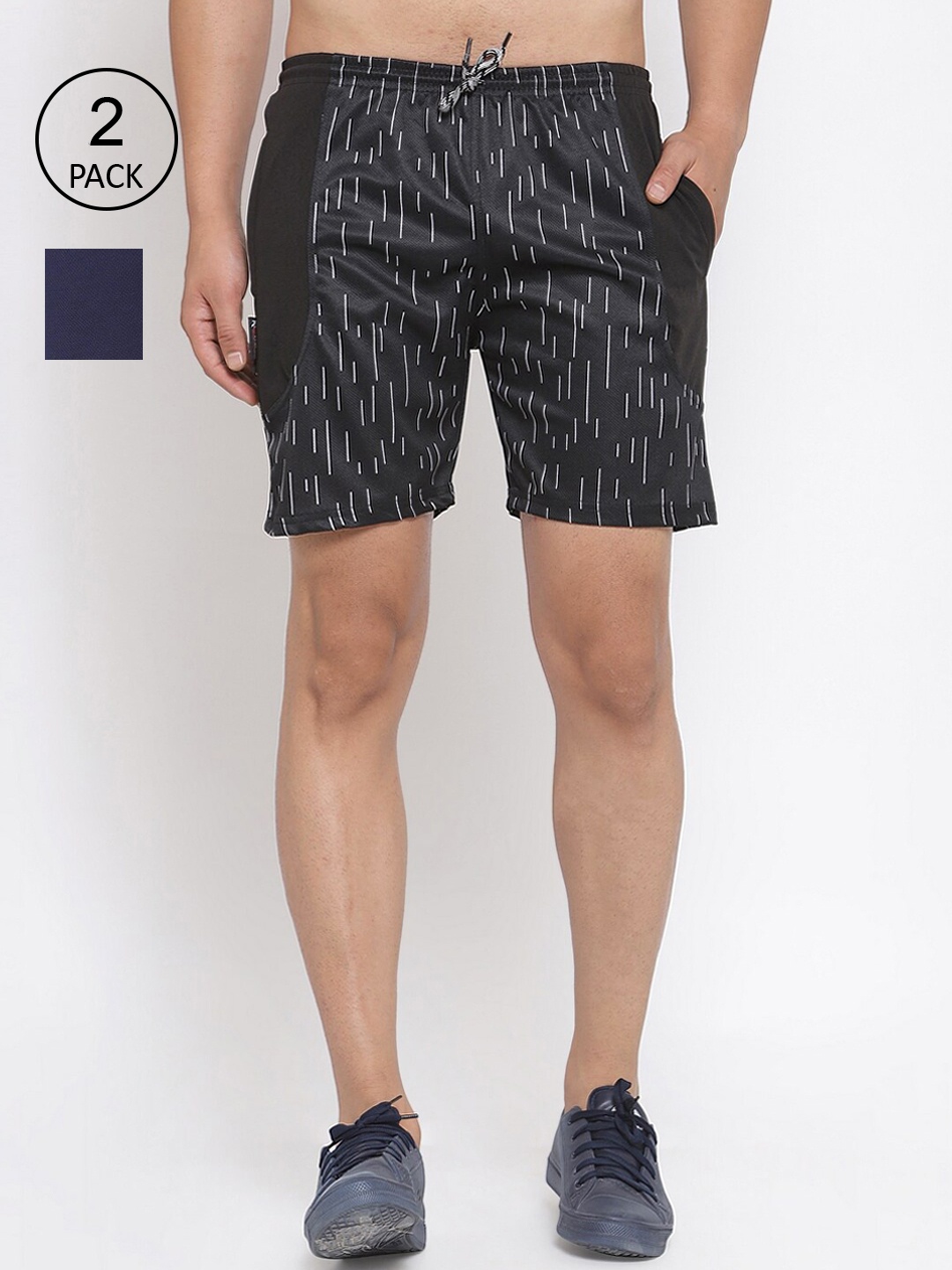 

KLOTTHE Men Pack Of 2 Rapid-Dry Sports Shorts, Black