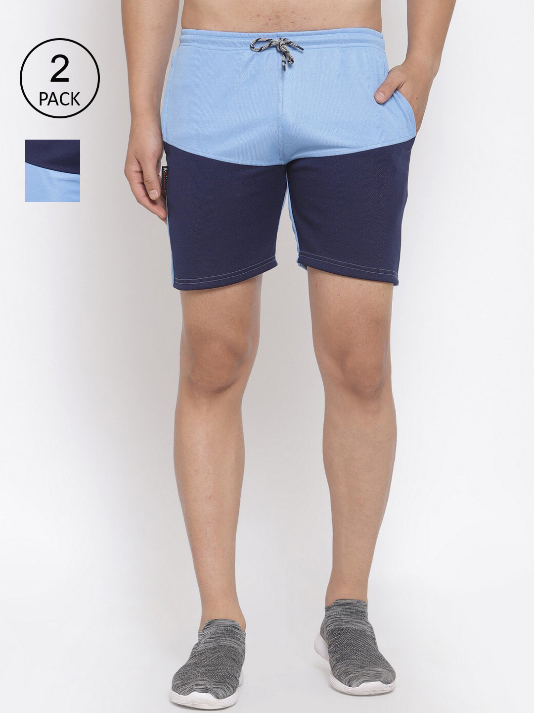 

KLOTTHE Men Pack Of 2 Rapid-Dry Sports Shorts, Navy blue