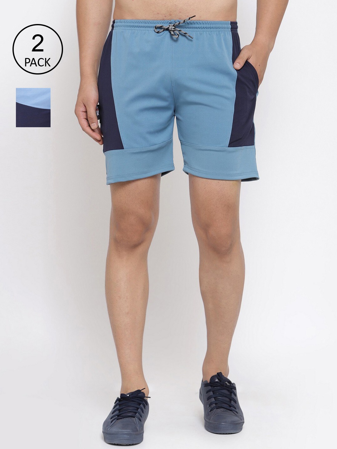 

KLOTTHE Men Pack Of 2 Rapid-Dry Sports Shorts, Blue