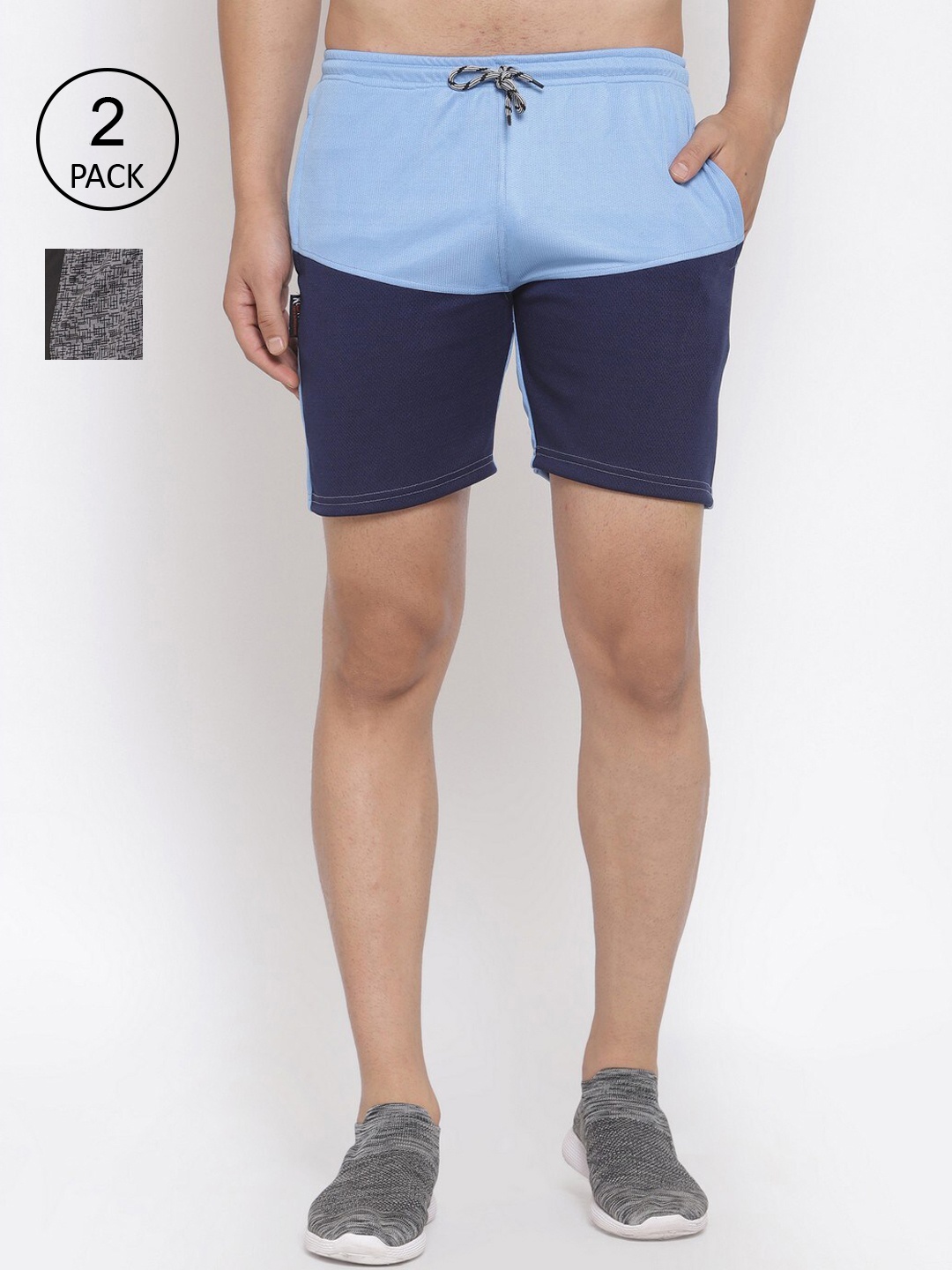 

KLOTTHE Men Pack Of 2 Rapid-Dry Sports Shorts, Grey