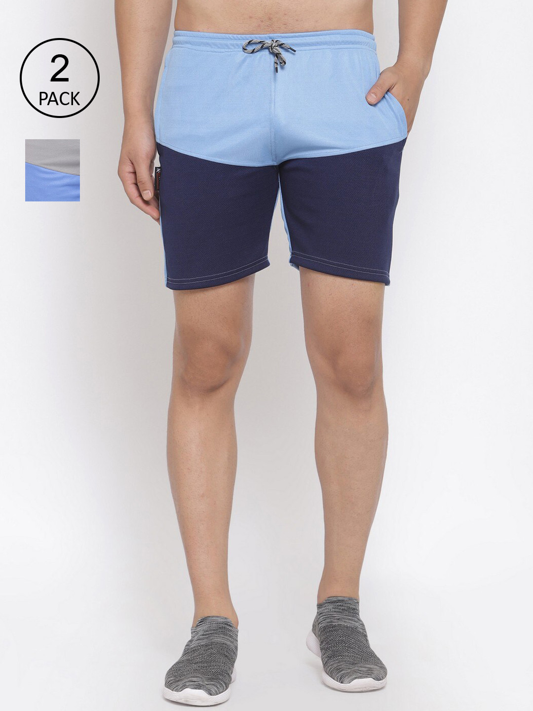 

KLOTTHE Men Pack Of 2 Rapid-Dry Sports Shorts, Navy blue
