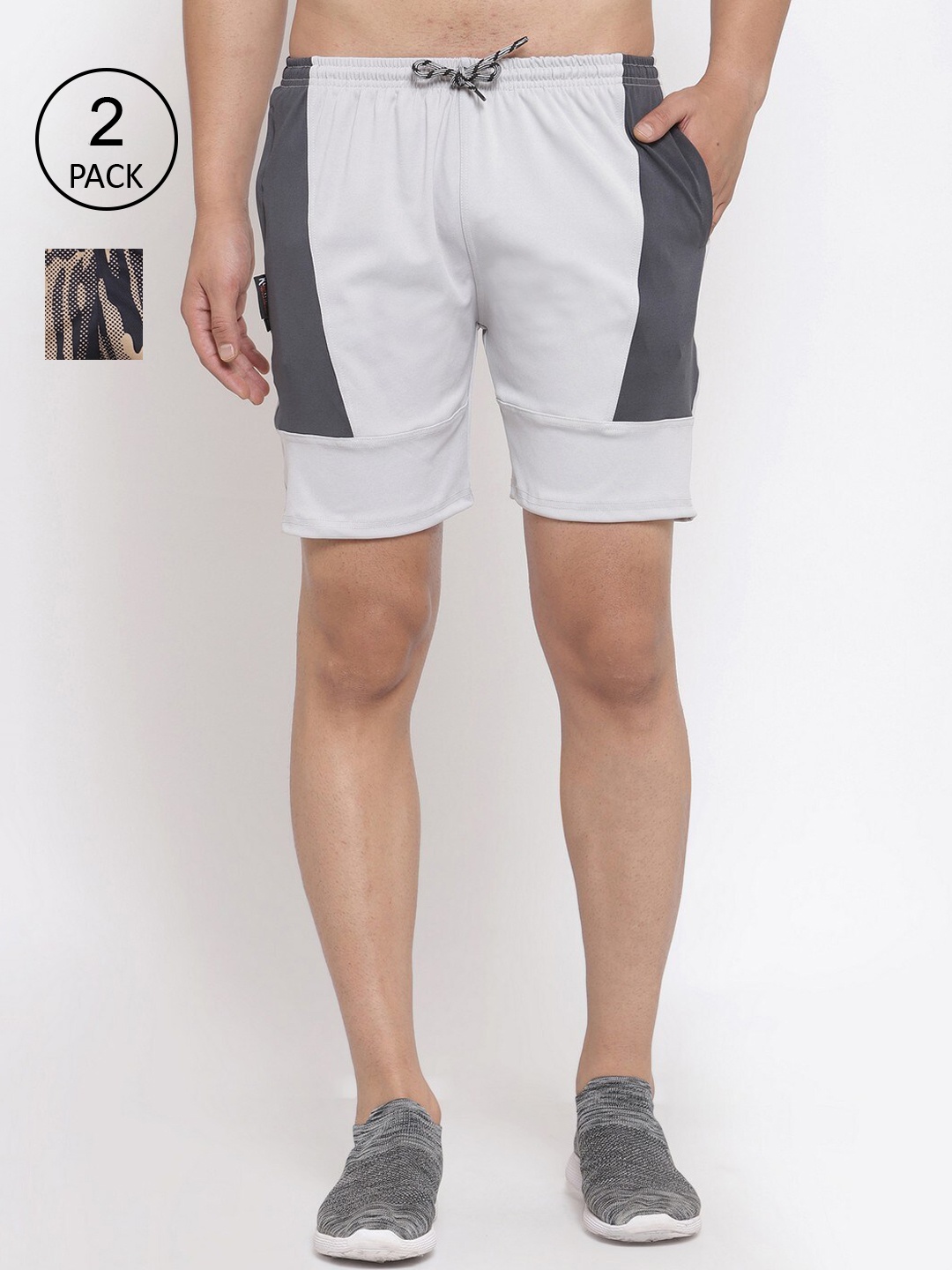 

KLOTTHE Men Pack Of 2 Rapid-Dry Sports Shorts, White