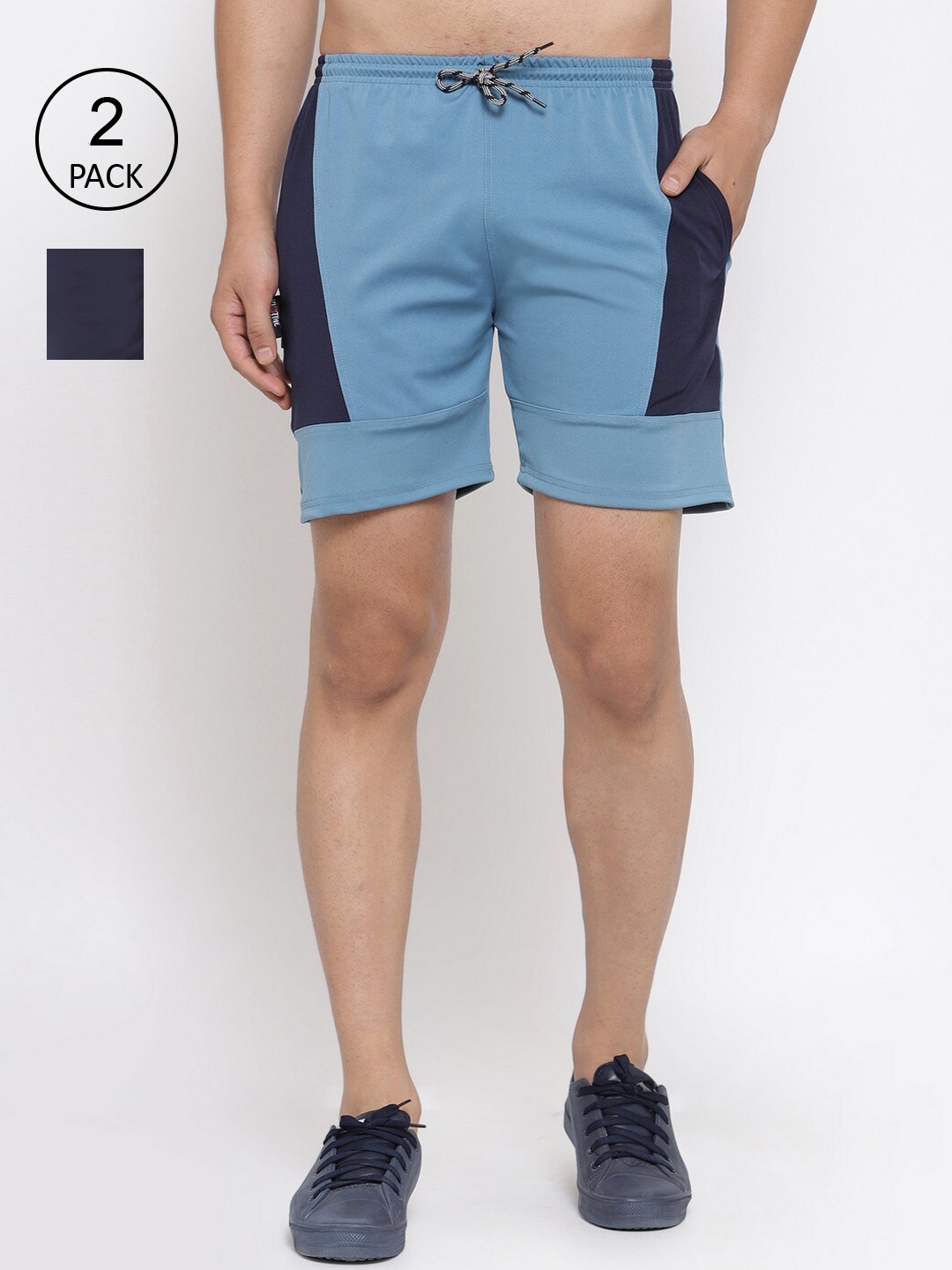 

KLOTTHE Men Pack Of 2 Rapid-Dry Sports Shorts, Blue