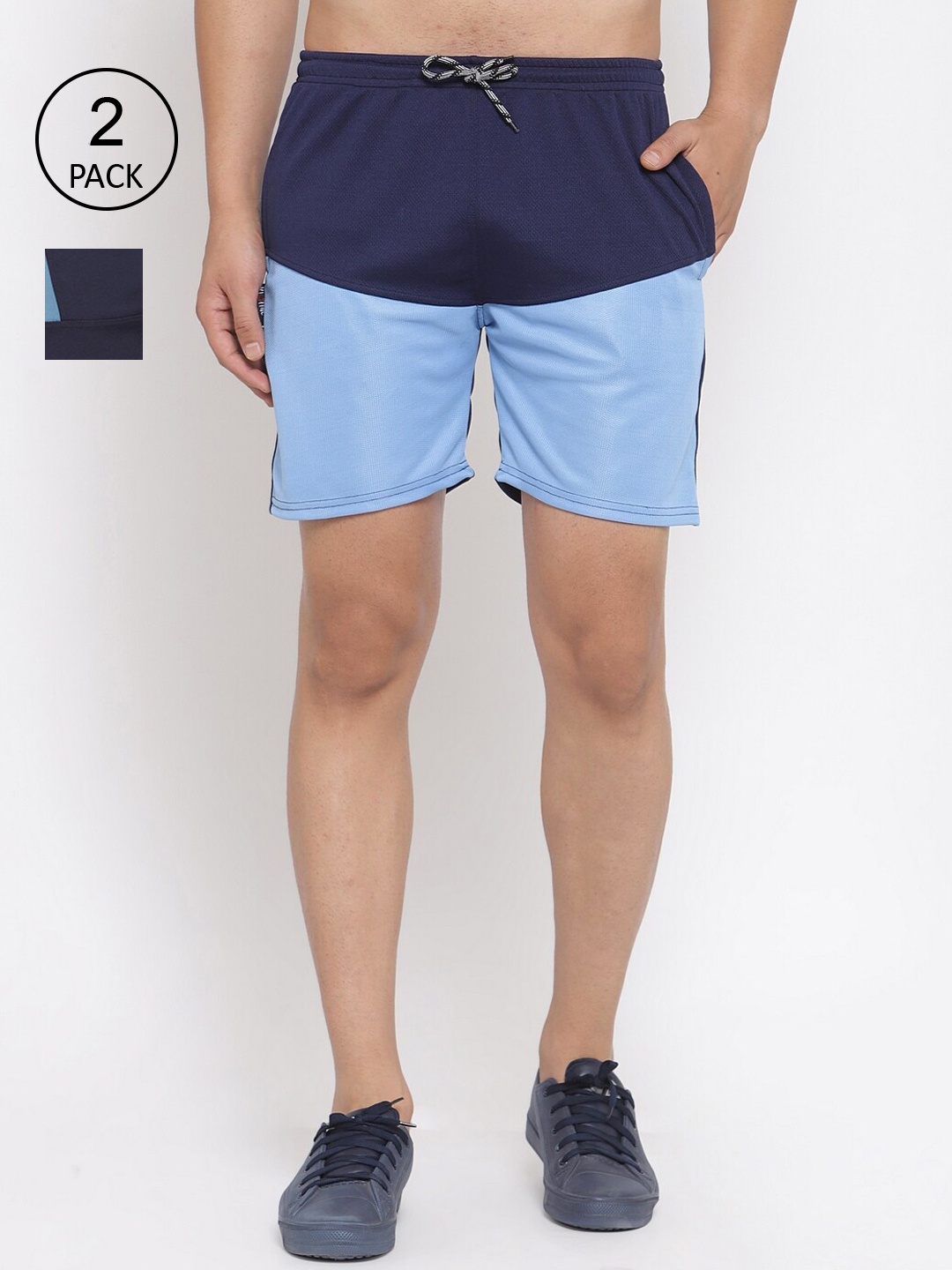 

KLOTTHE Men Pack Of 2 Rapid-Dry Sports Shorts, Blue