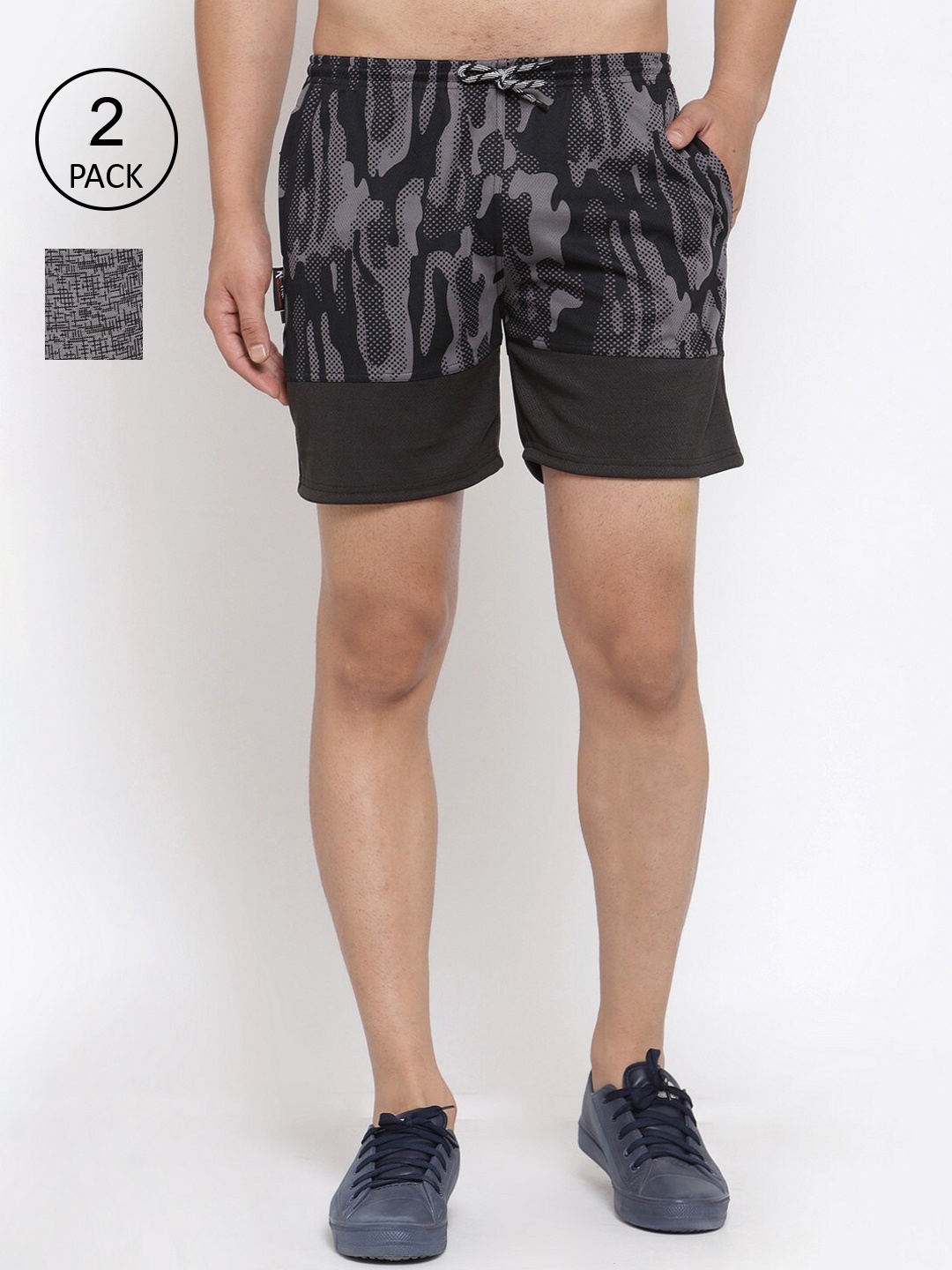 

KLOTTHE Men Pack Of 2 Rapid-Dry Sports Shorts, Black