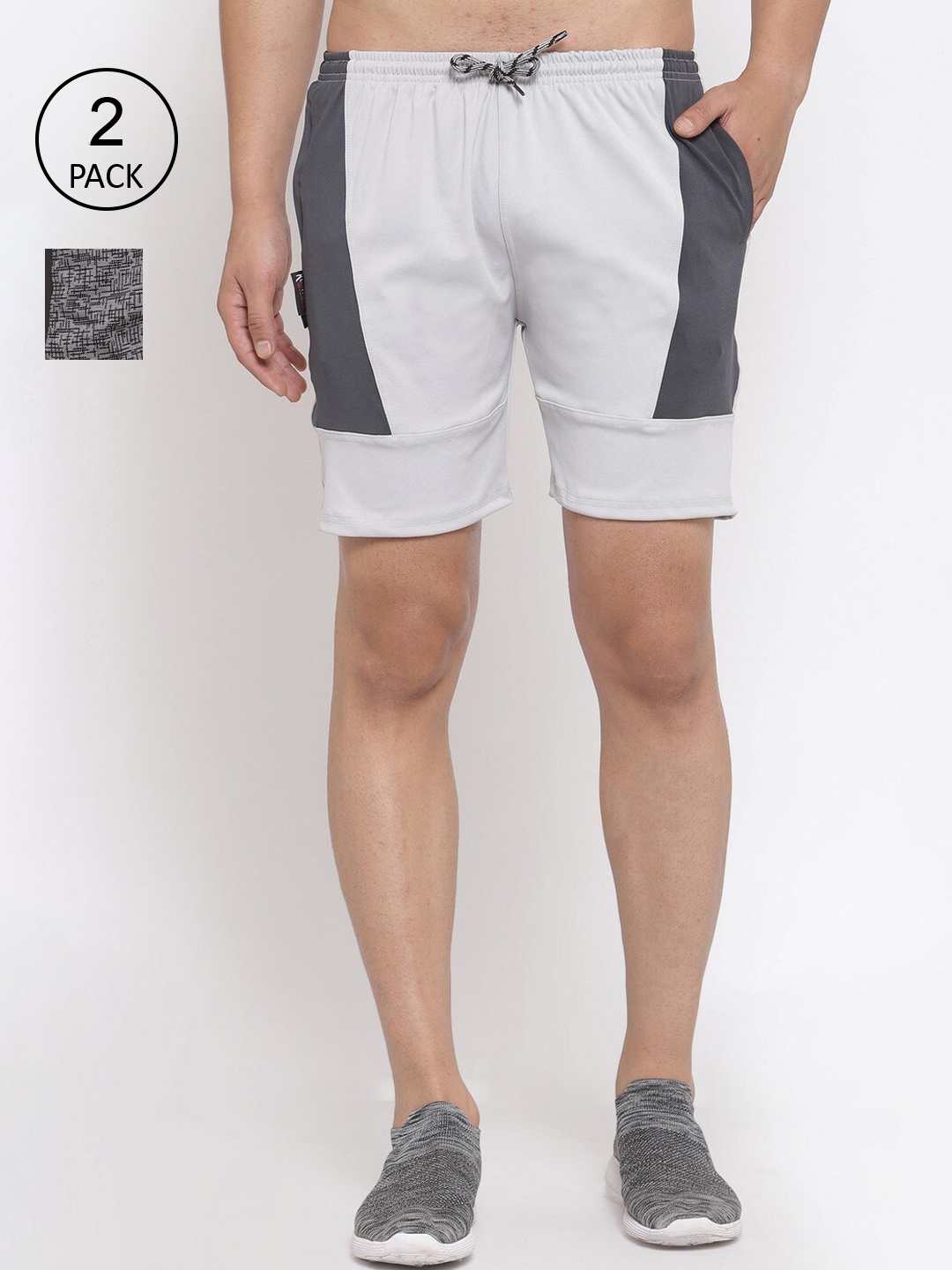 

KLOTTHE Men Pack Of 2 Rapid-Dry Sports Shorts, White