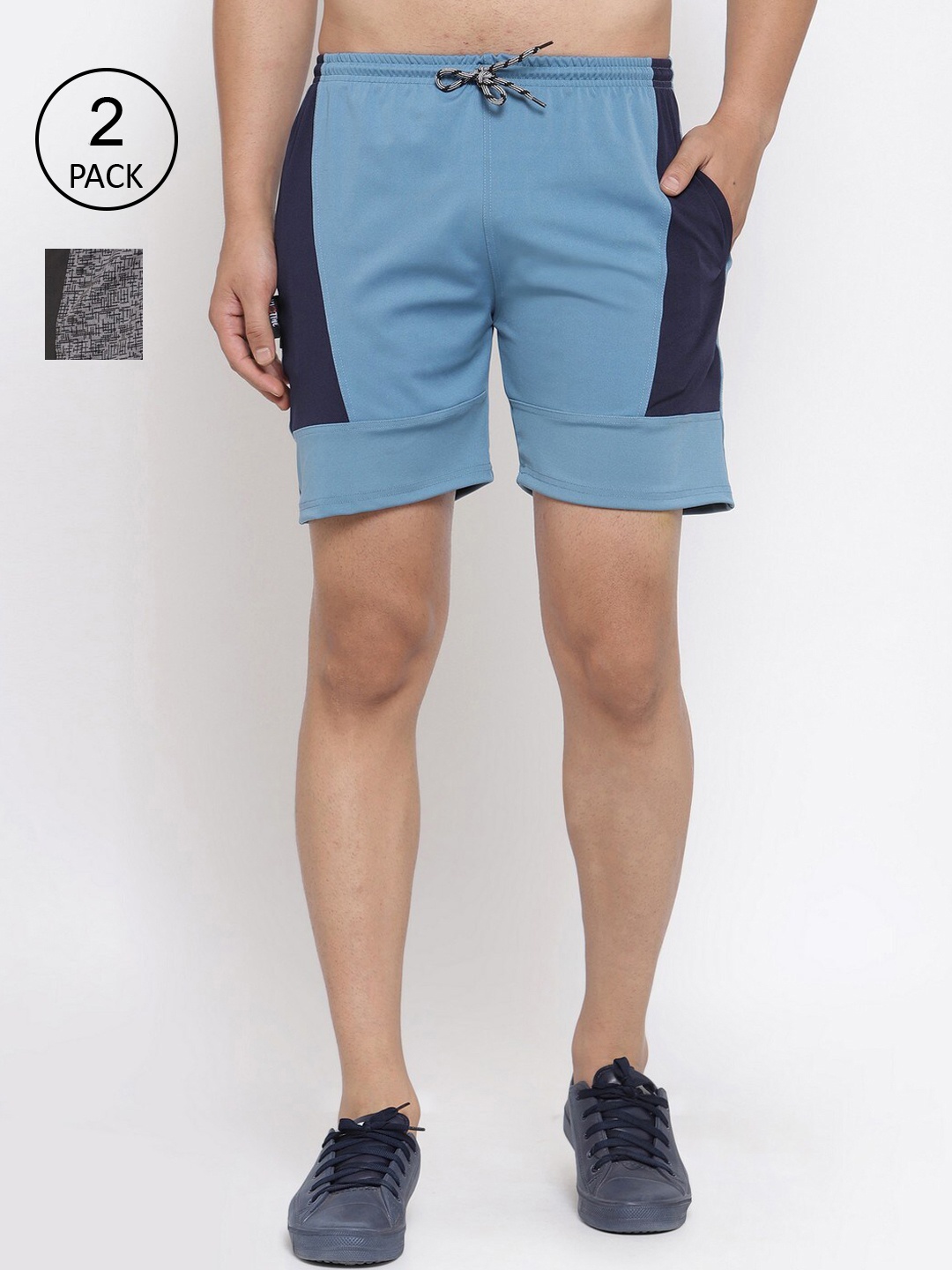

KLOTTHE Men Pack Of 2 Rapid-Dry Sports Shorts, Blue