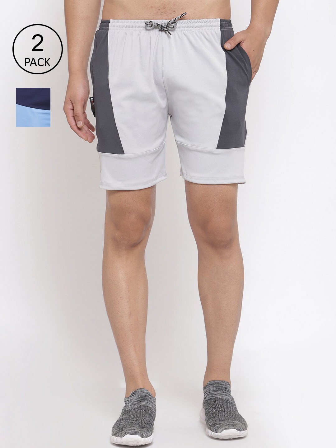 

KLOTTHE Men Pack Of 2 Rapid-Dry Sports Shorts, White