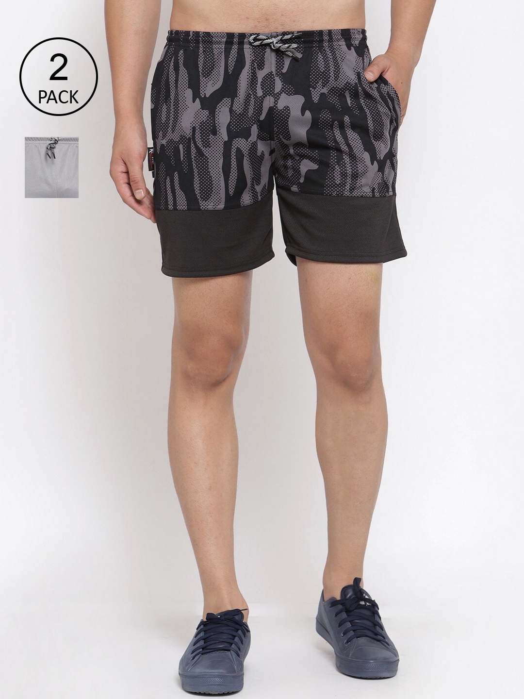 

KLOTTHE Men Pack Of 2 Rapid-Dry Sports Shorts, Black