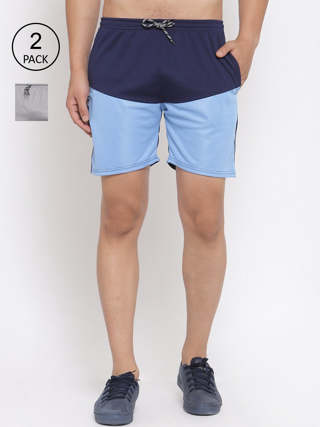 

KLOTTHE Men Pack Of 2 Rapid-Dry Sports Shorts, Blue