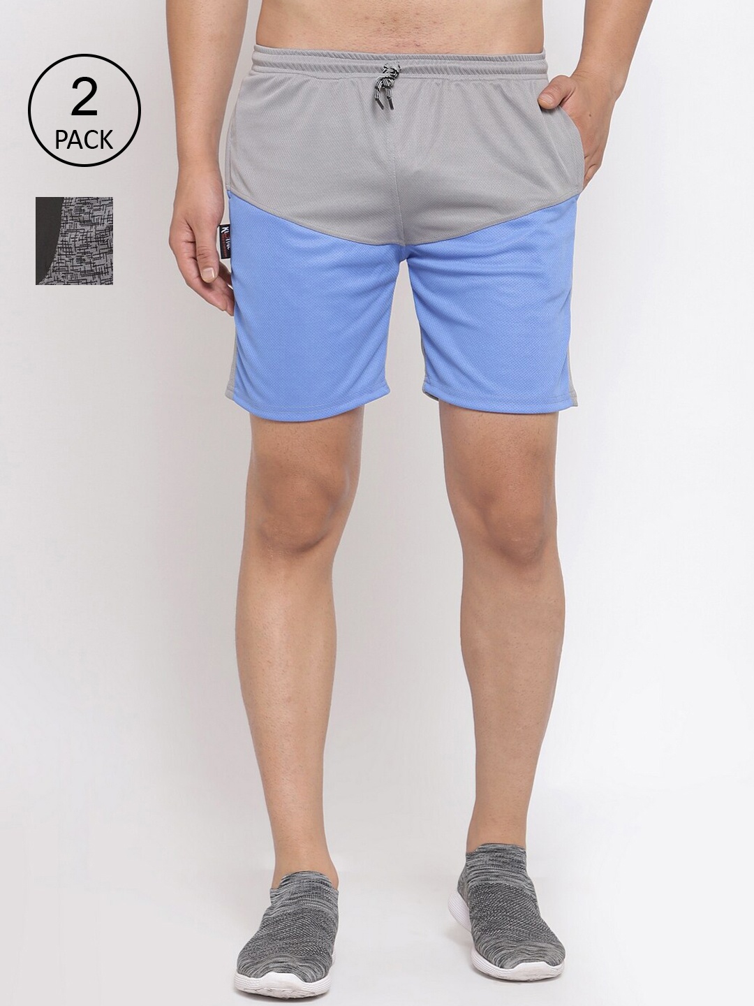 

KLOTTHE Men Pack Of 2 Rapid-Dry Sports Shorts, Blue